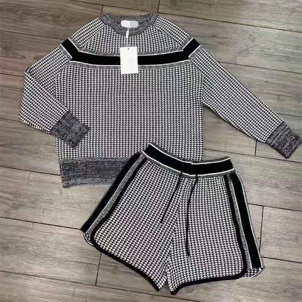 

women tracksuits fashion ins style lady long sleeve sweater striped trendy geometric clothes autumn streetwear shorts ins, White