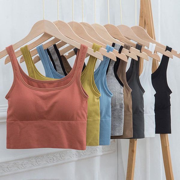 

yoga outfit 1pcs women seamless tank crop gym brassiere sports bra fitness vest padded elastic bralette shirt underwear