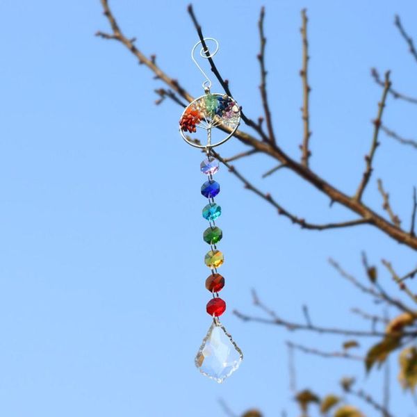 

decorative objects & figurines 28cm colorful diy crystal beads rainbow pendant creative wind chime handcraft suncatcher for home decoration