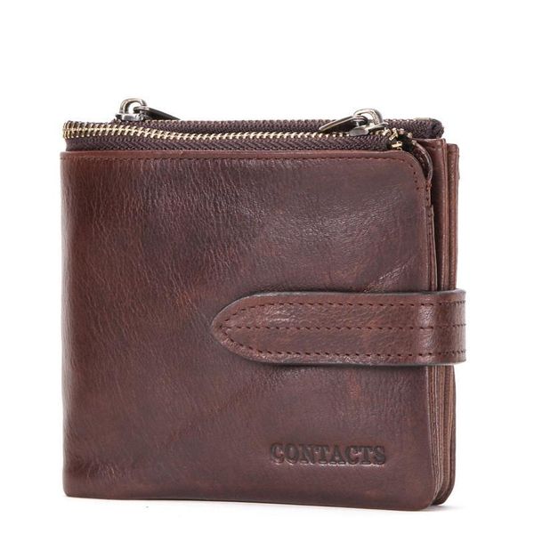 

wallets men's wallet crazy horse leather zipper buckle cross-section, Red;black