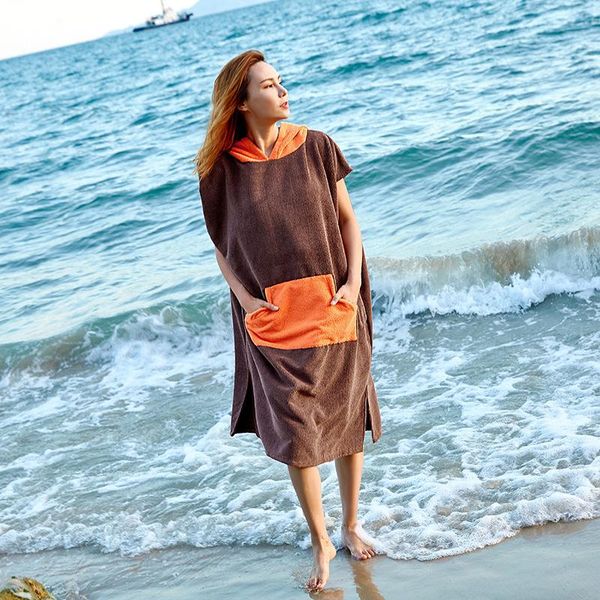 

swim wear 2021 high sales surf swimming beach cloak changing robe hooded bath towel thick terry warm quick-drying