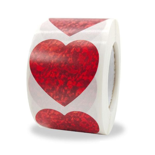 

gift wrap qiduo 500pcs/roll love valentine's day sticker heart-shaped sealing decorative self-adhesive label cute stickers stationery