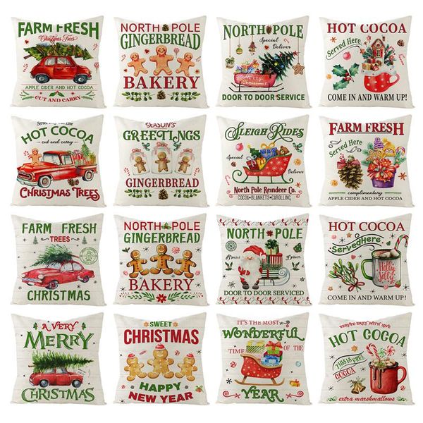 

cushion/decorative pillow 2022 sofa cushion merry christmas decor for home flax pillowcase ornament xmas gift happy year