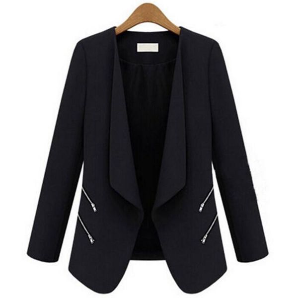

women's suits & blazers spring autumn casual women and jackets slim fit fashion zipper work office lady business wear suit jacket femal, White;black