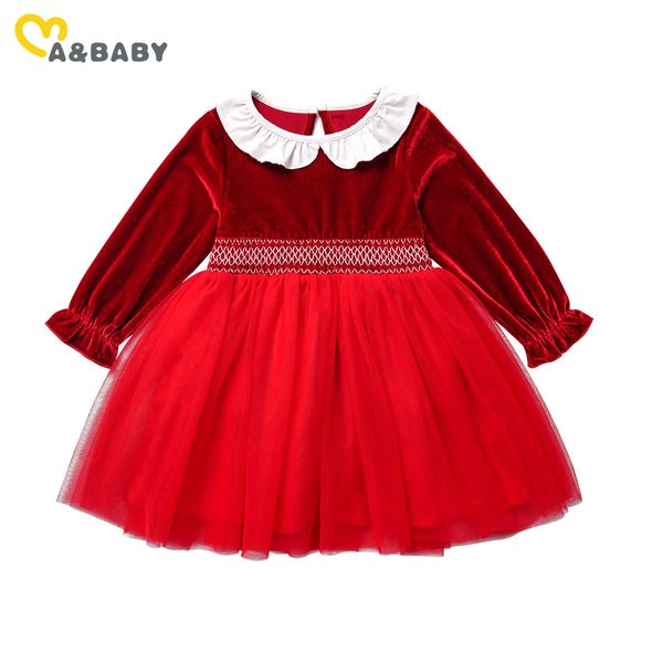 1-5Y Natale Toddler Kid Neonate Abito rosso Pizzo Tulle Tutu Abiti da festa Per ragazza Anno Velluto Costumi di Natale 210515