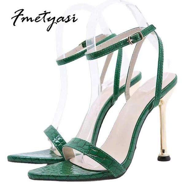 

dress shoes heels sandals stiletto 2021 fashion buckle strap flock pointed open toe wear-resistant women big size rubber, Black