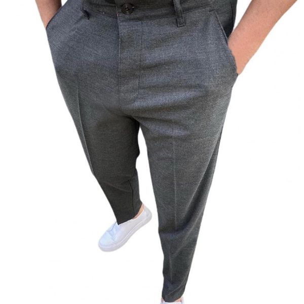 

men's pants 2021 men solid color slim business straight wash-and-wear long trousers for, Black