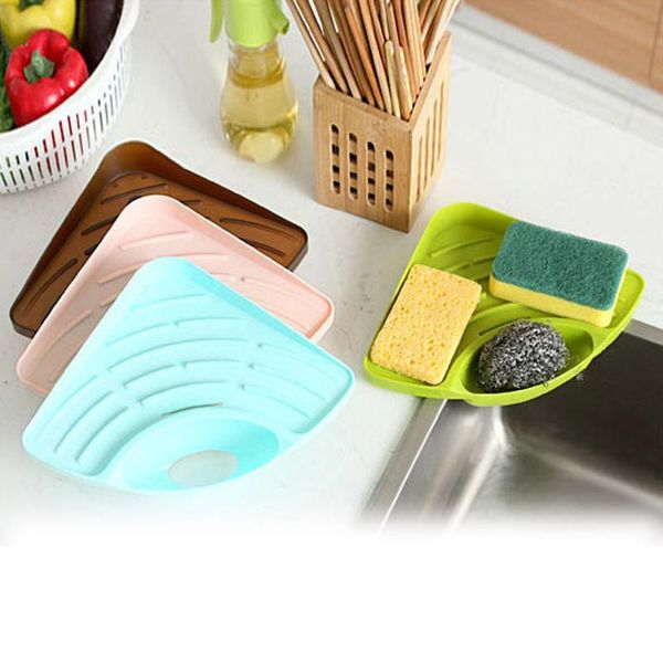 

bathroom shelves plastic sink storage rack soap holder tray kitchen sponge shelf leakage sponges corner