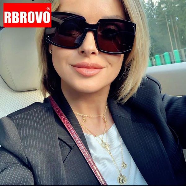 

sunglasses rbrovo 2021 oversized square women brand designer glasses for women/men vintage eyewear luxury gafas de sol, White;black