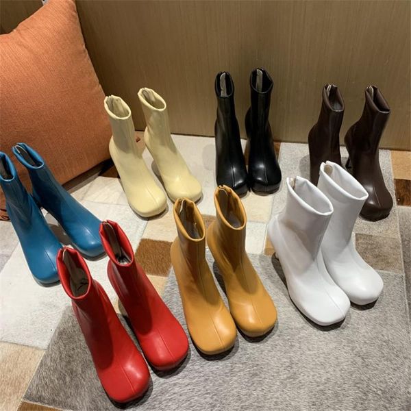 

boots pxelena  colors 2021 autumn stiletto high heel stretch ankle square toe party dress show catwalk shoes plus size, Black