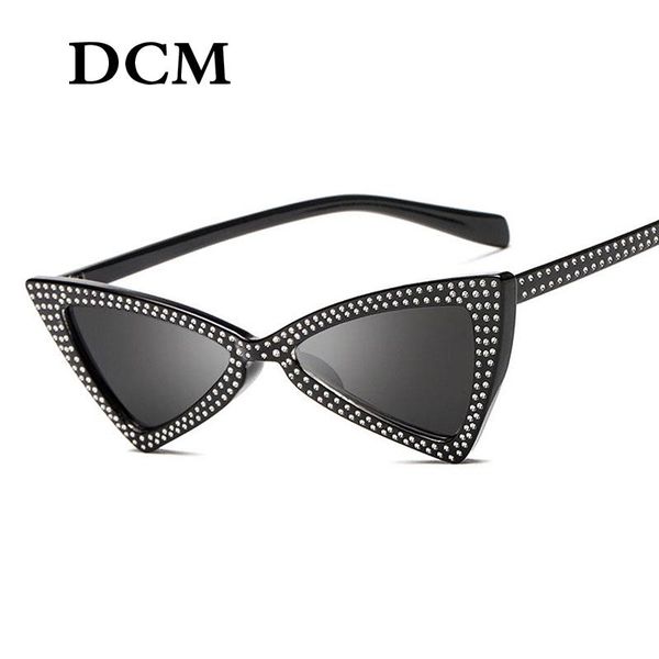

sunglasses dcm small triangle women cat eye sun glasses ladies fashion, White;black