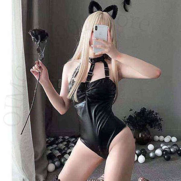

nxy set european and american tight-fitting zipper pole dance temptation lingerie hanging neck hollow patent leather 1210, Red;black