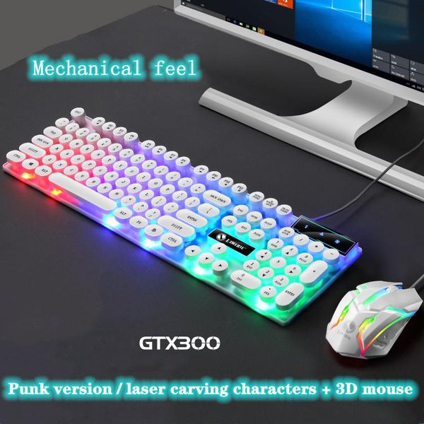 

keyboard mouse combos gtx300 set punk retro backlit game usb wired suspension and for pc notebook computer