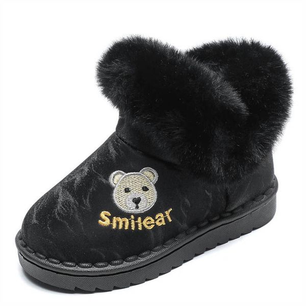 

kids boots children shoes girls boys footwear autumn winter baby snow boot leather waterproof warm wear short cartoon shoe b8993, Black;grey