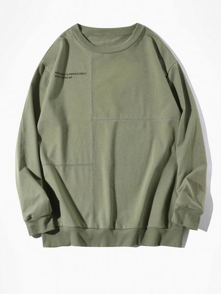 

men slogan graphic stitching sweatshirt y954#, Black