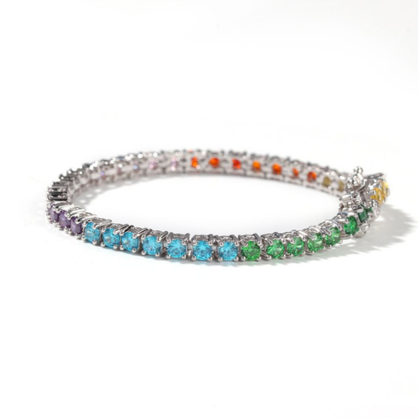 

simple hip-hop bracelet women men copper colorful zircon trendy pp 2021 rainbow color high-street punk tennis chain link,, Black