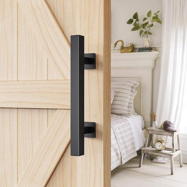 

handles & pulls 12in barn door double sided handle square pull and flush set black hardware sliding handel american