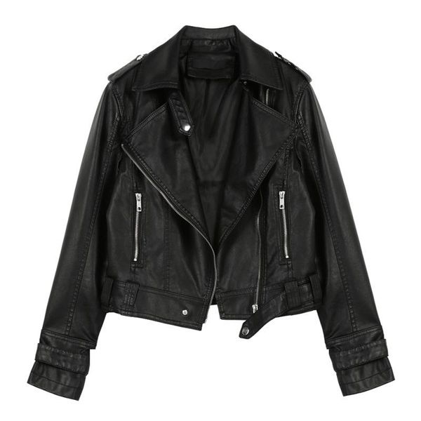 

women's leather & faux wsyore pu coat spring and autumn women casual short ladies motorcycle jacket slim jackets ns1047, Black