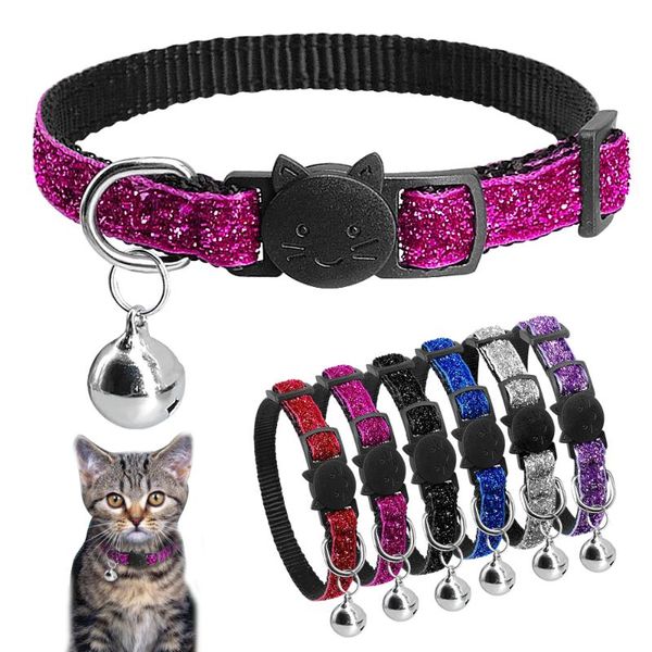 

cat collars & leads bling collar quick release adjustable pet kitten puppy with bell for cats products safety