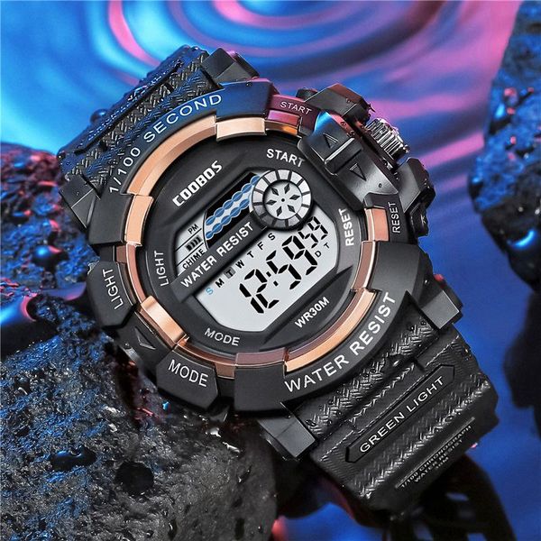 

wristwatches luminous sport men's digital watches advanced silicone strap wrist led man army military clock hodinky relogio masculino, Slivery;brown