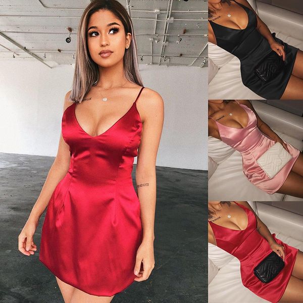 

strap women's v-neck mini dress tight backless club party robes sundress female corset summer 2021, Black;gray