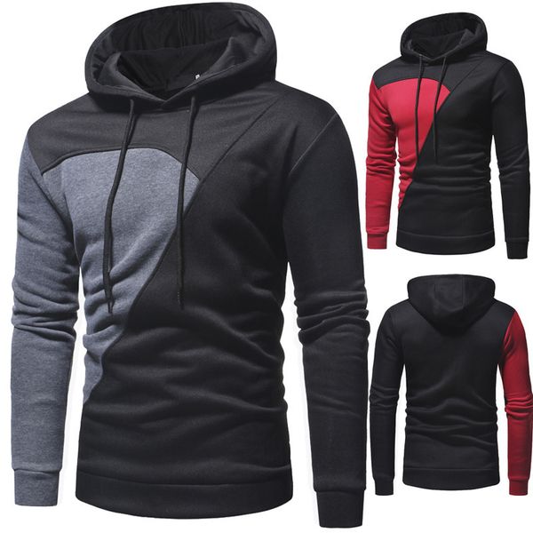 

mens sweater 2021 spring and autumn new men's casual color matching hooded pullover sweater european slim fitting, Black
