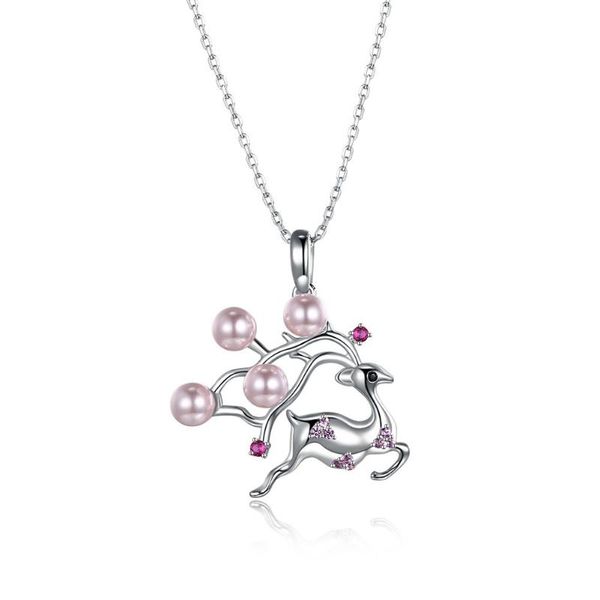 

pendant necklaces fashion jewelry sika deer crystal necklace xmas gift, Silver