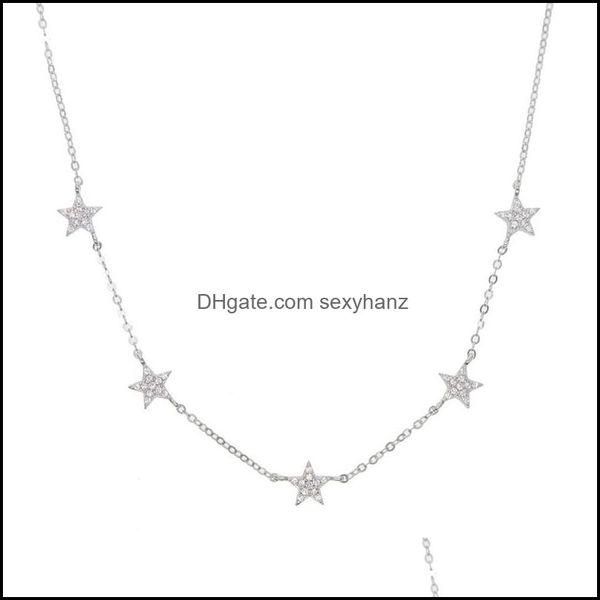 

pendant necklaces & pendants jewelry 925 sterling sier star necklace micro pave cz cute lovely charm delicate minimal fine chain choker char, Silver