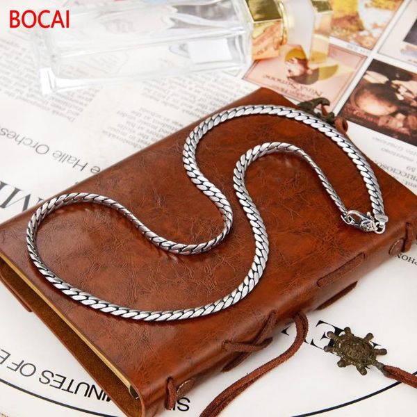 

silver european and american fashion trendy flat men's snake bone necklace 5mm chains