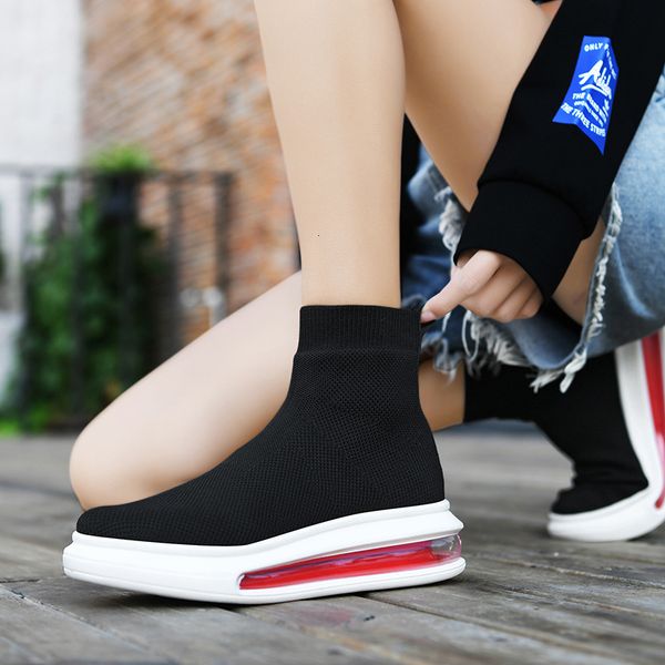 

boots flat platform shoes for breathable woman mesh ladies with airbag lpdj, Black