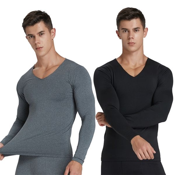 Intimo termico da uomo Winter Long Johns Maschile Top Buttoms Abbigliamento Set invisibile 211110