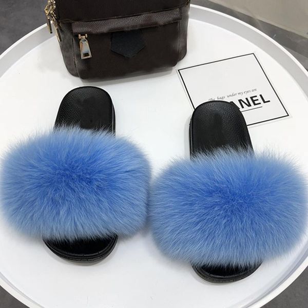 

real fur slippers women home fluffy sliders comfort furry summer flats sweet ladies shoes female indoor flip flops, Black
