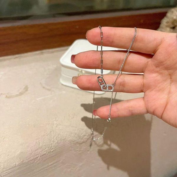 

chains kamilia925 silver irregular double ring pig nose hanging bead necklace with thief beauty