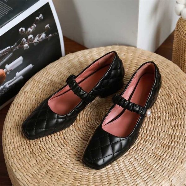 

women mary janes pumps embroidered microfiber leather dress sweet high heel female platform classic buckle square toe shoes lady 201215, Black