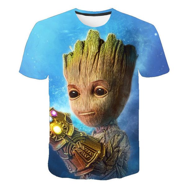 

summer fashion boys and girls cute short sve film surrounding galaxy guard grunt digital print t-shirtvoqy, White;black