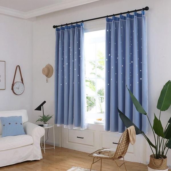 

curtain & drapes 100*200cm home hollow curtains double layers blackout hooking high shading stars patterns for sleeping room