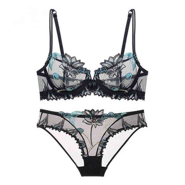 

nxy set lingerie floral lace transparent breathable women' underwear bra set for women 1127, Red;black