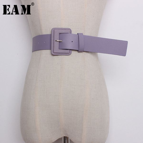 

[eam] new summer candy color pu leather square buckle brief wide long belt women fashion tide all-match jf482 210322, Black;brown
