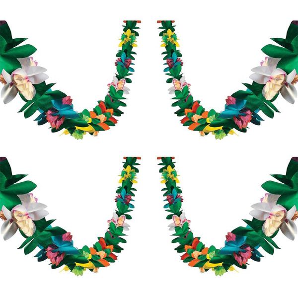 

party decoration 3m tissue flower garland hawaii festival colorful paper banner coconut leaves bunting hawaiian supplies