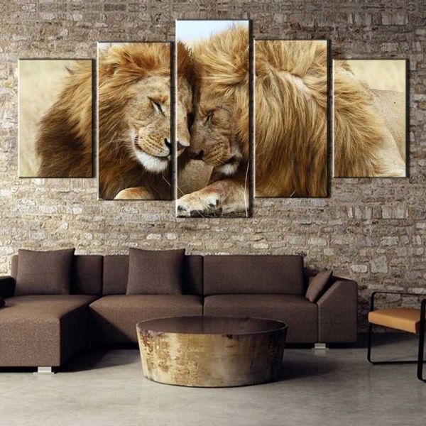 

paintings canvas wall art 5 piece hd print lions poster animal pictures modern home decorative framed living room decoration