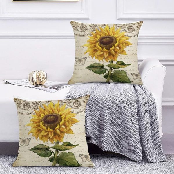 

pillow case sunflower covers pastoral pattern pillowcase with flower for home sofa chair decoration 45x45cm cushion cover