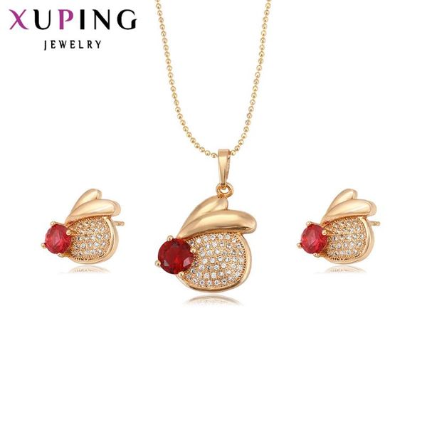 

earrings & necklace xuping fashion jewelry sets african bridal gold color plated pendants luxury for women wedding gift 61869, Silver