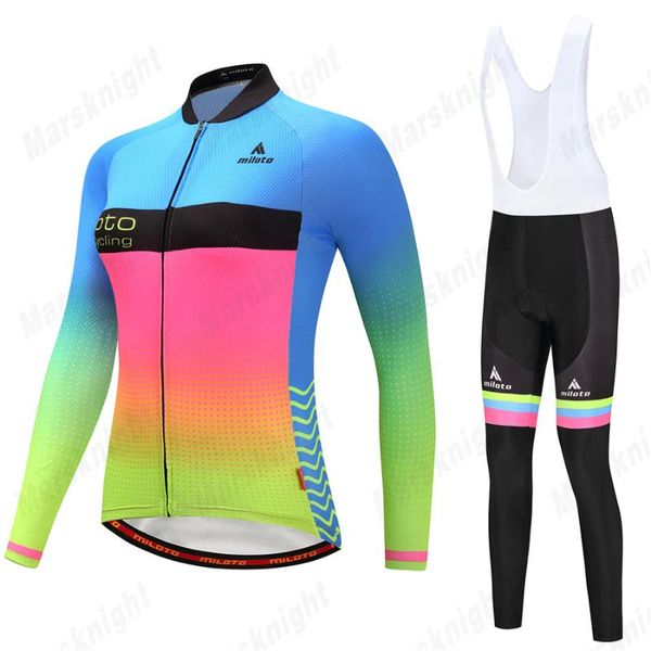 

miloto autumn women long sleeve quick dry anti uv cycling jersey mountain bike outdoor sports sales racing sets, Black;blue