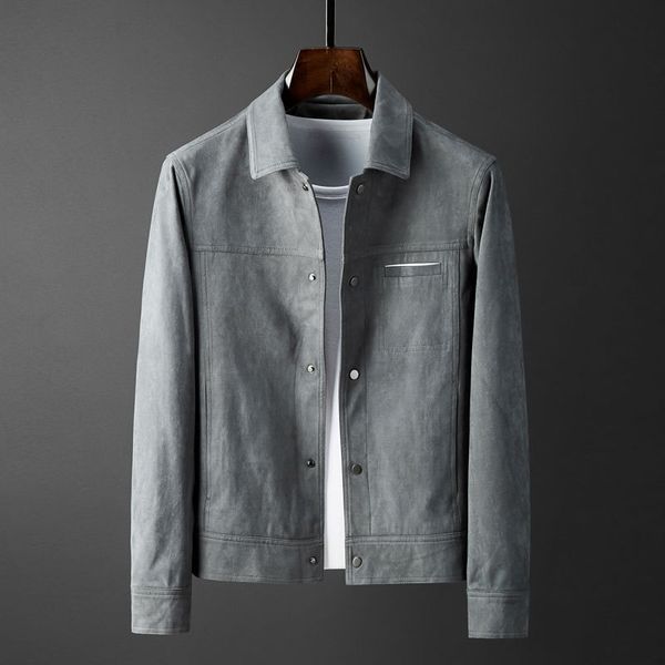 

classic tasting autumn and winter new men's suede jacket fashion handsome slim lapel casual coat, Black
