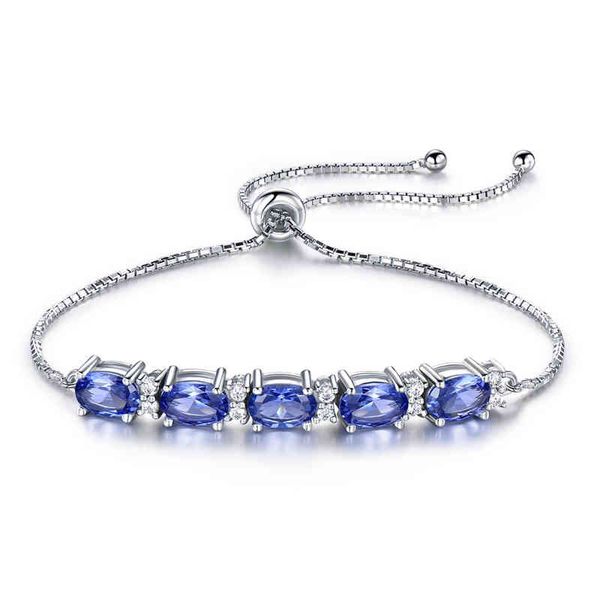 Tanzanite Topaz Gemstone 925 Sier pulseira para mulheres 18k banhado a ouro pulseiras ajustáveis ​​wholale