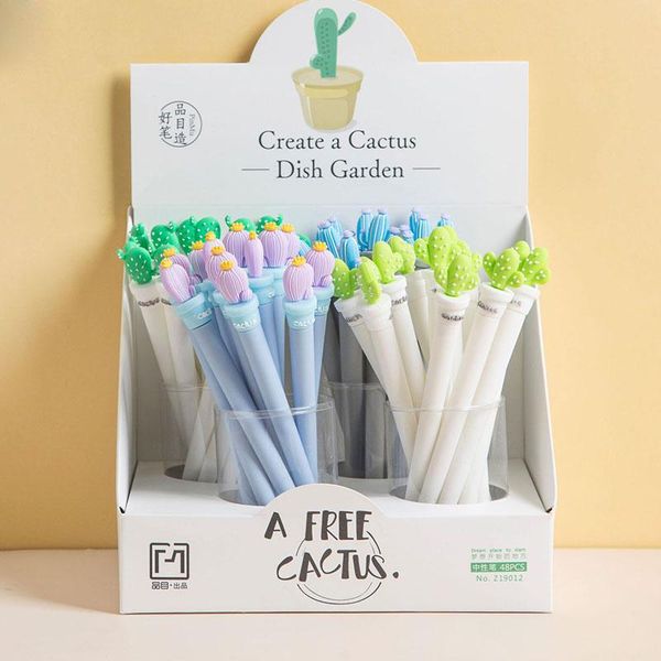

gel pens 48 pcs/lot kawaii cactus pen cute 0.5 mm black ink signature office school supplies stationery gift