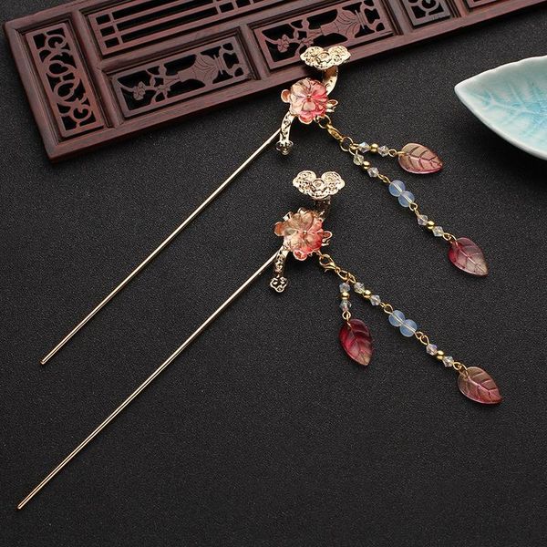 

hair clips & barrettes 4 colors flower tassel chinese leave hairpin traditional delicate shiny charming headdress accessories, Golden;silver