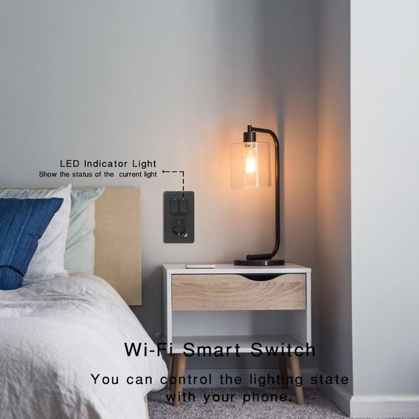 

smart home control flush-mounted wifi light switch & socket kit with dual switches + one eu power outlet app timing function