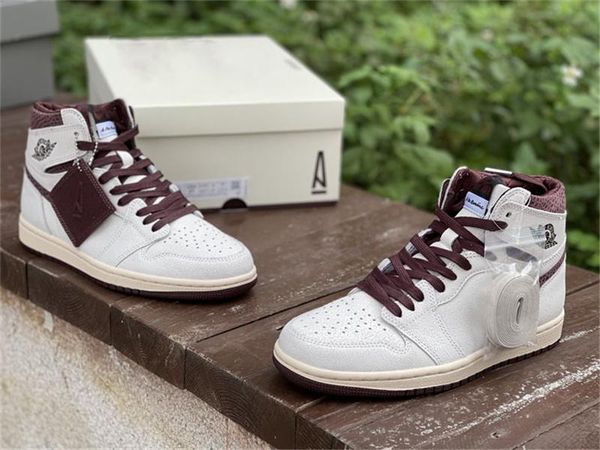 

2021 release authentic 1 high og a ma maniere sail/burgundy crush shoes man woman outdoor sports sneakers original do7097-100 hop999