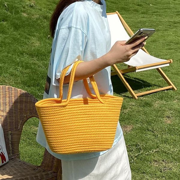 

storage bags 2021 women's bag holiday beach retro hand woven basket cotton rope